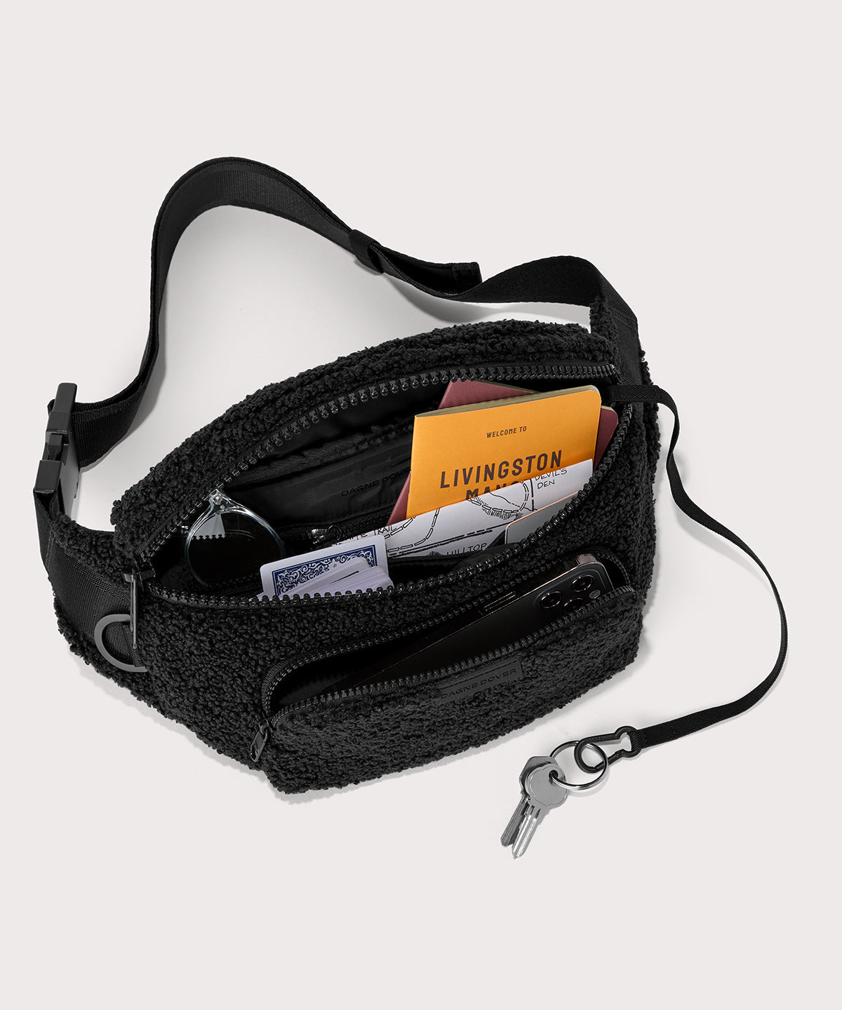 Jax Large Fanny Pack in Onyx Shearling